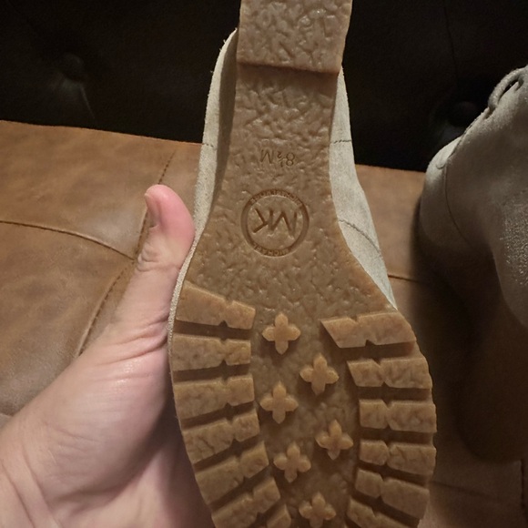 Michael Kors Tan Wedge Boots with Suede Texture - Picture 7 of 8